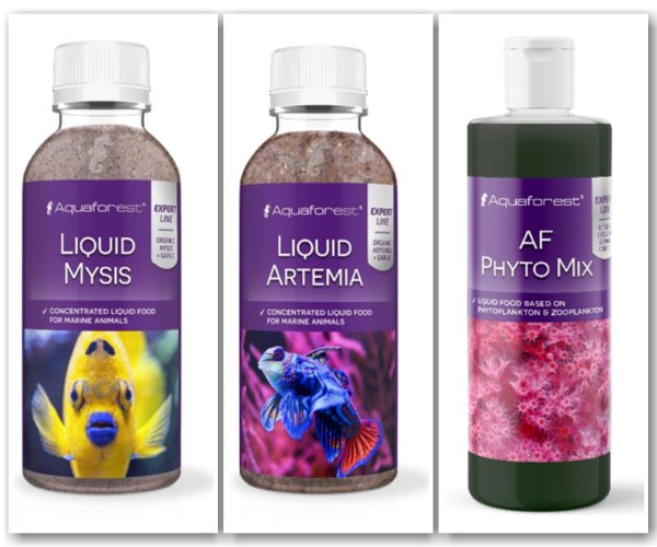 Aquaforest Liquid Set Liquid Artemia 250ml + Liquid Mysis 250ml + Phyto Mix 250 ml